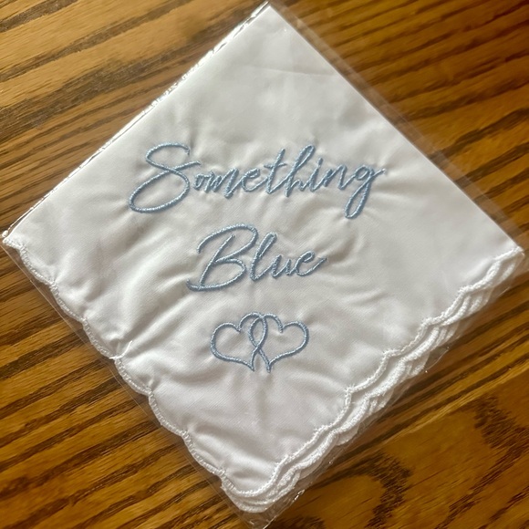 “Something Blue” embroidered wedding handkerchief bridal ￼ - Picture 2 of 2